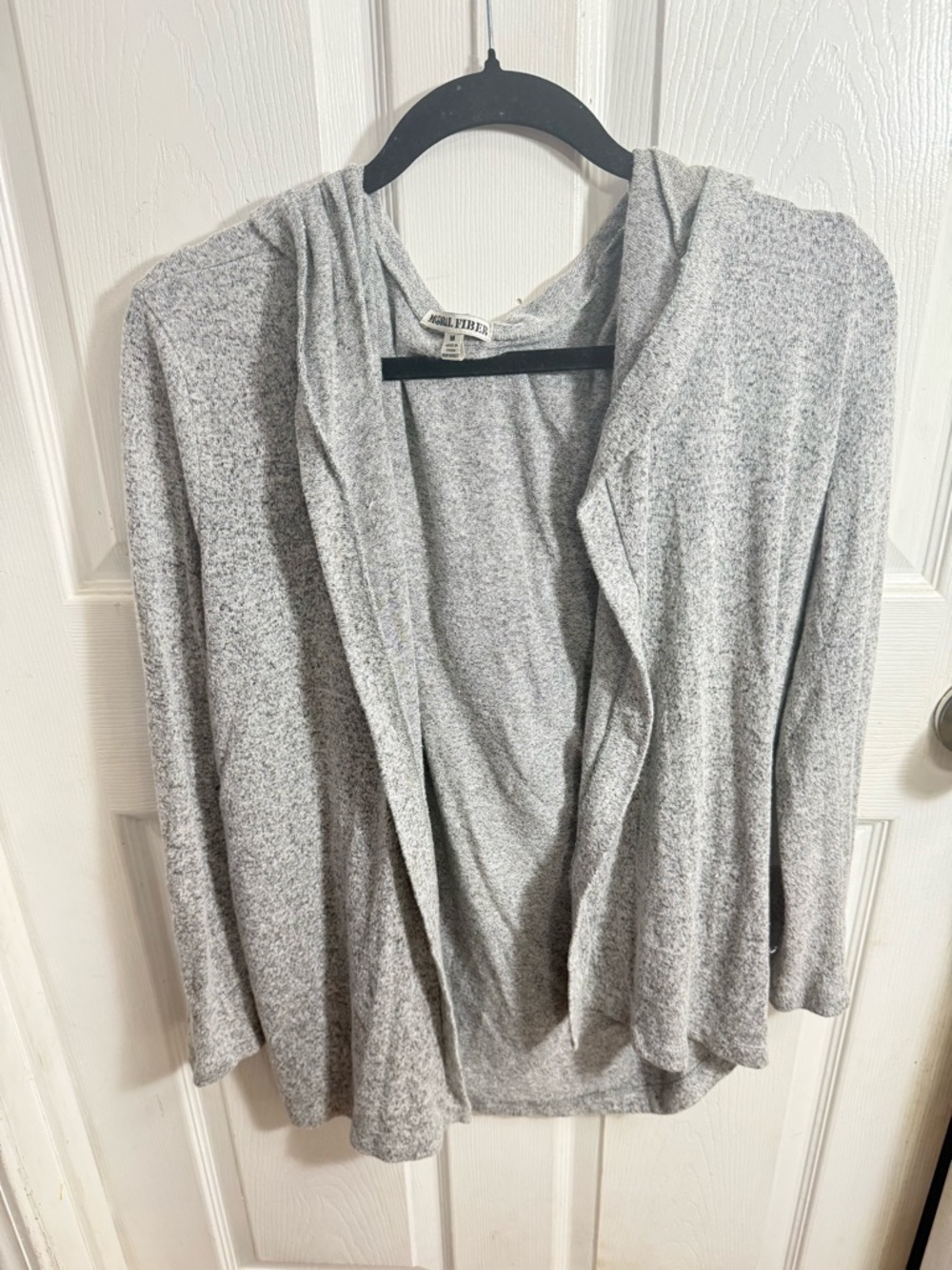 Moral Fiber Light Gray Open-Front Hooded Cardigan